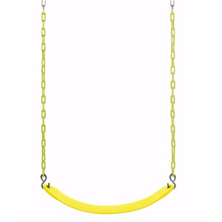 SWINGAN Belt Swing For All Ages - Vinyl Coated Chain - Yellow SW27VC-YL